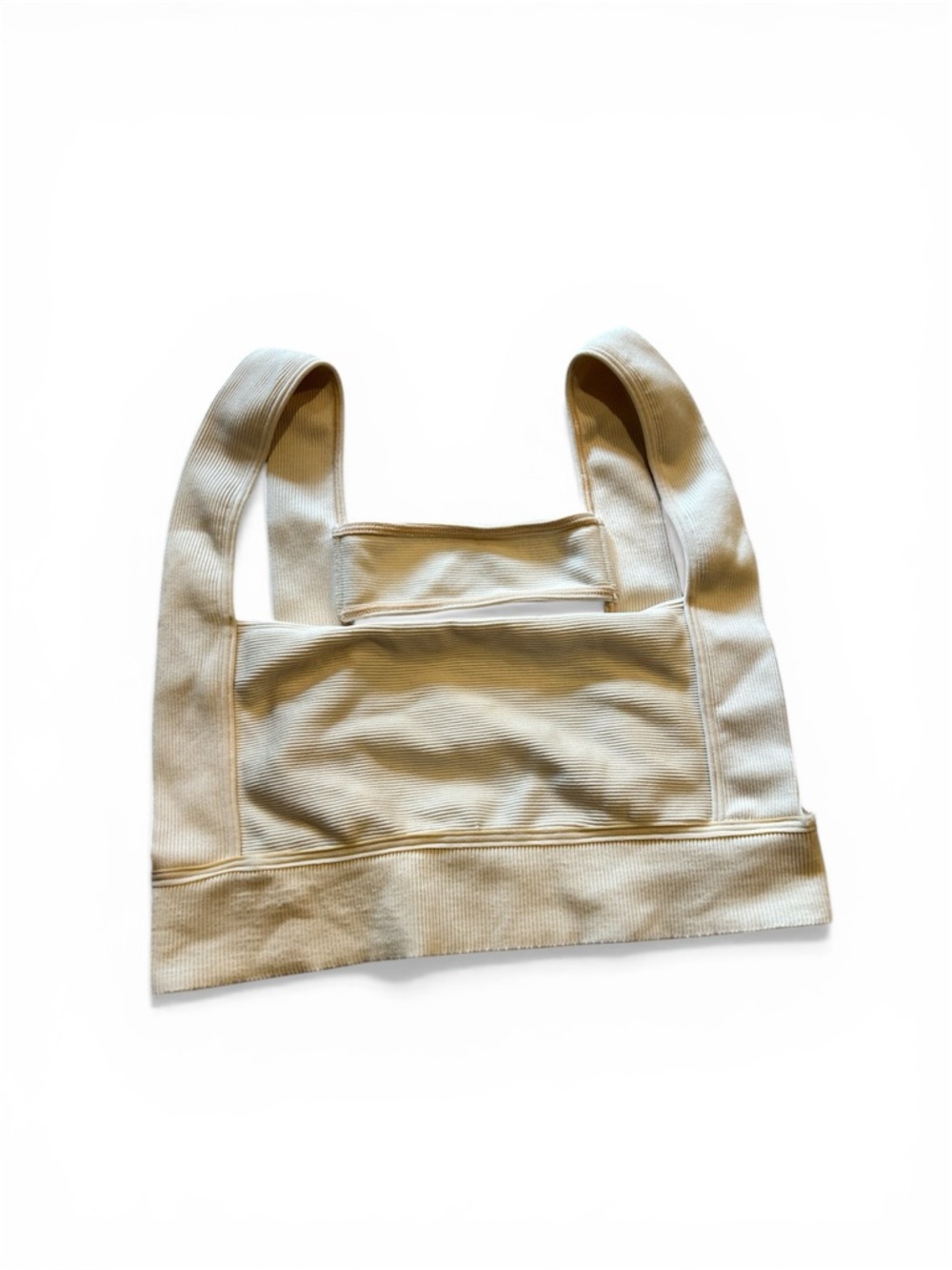 ANTHROPOLOGIE Ribbed Cropped Tank Top Cream Size L/XL